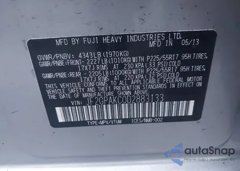 2013 Subaru Xv Crosstrek 2.0I Limited из США, поврежденный, VIN JF2GPAKC0D2883133